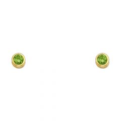 14KY RD 4mm CZ Bezel Stud Earrings w/Screw (AUG)