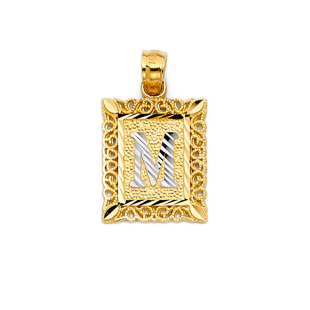14KY Initial Square Pendant