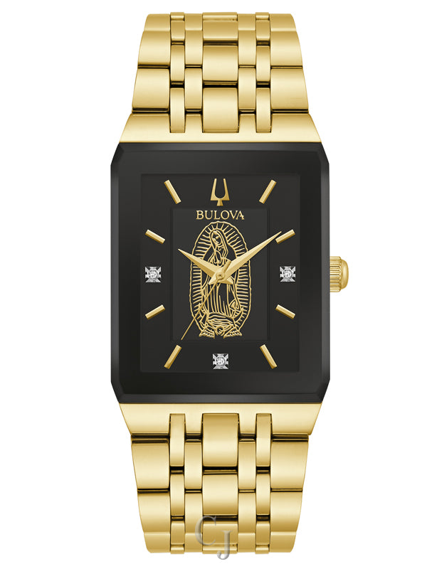 BULOVA Our LADY OF GUADALUPE BLACK DIAL W/ DIAMOND ACCENTS
