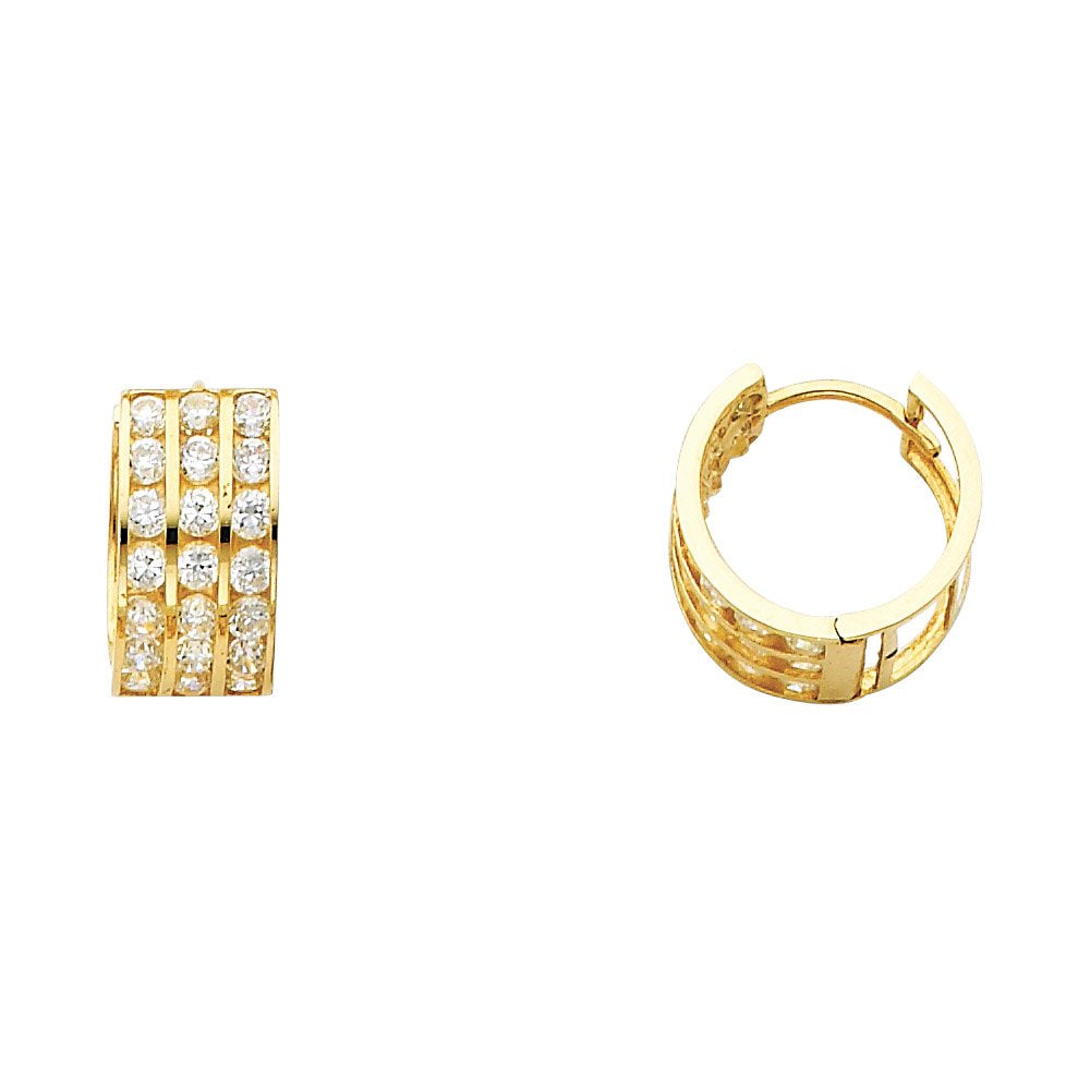14KY Triple CZ Huggies Earrings