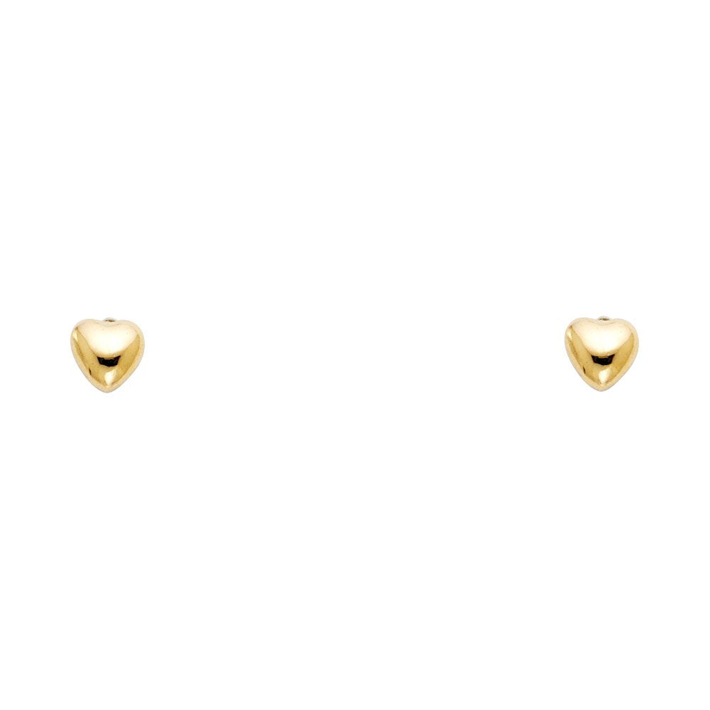 14KY Small Heart Stud Earrings with Screw Back