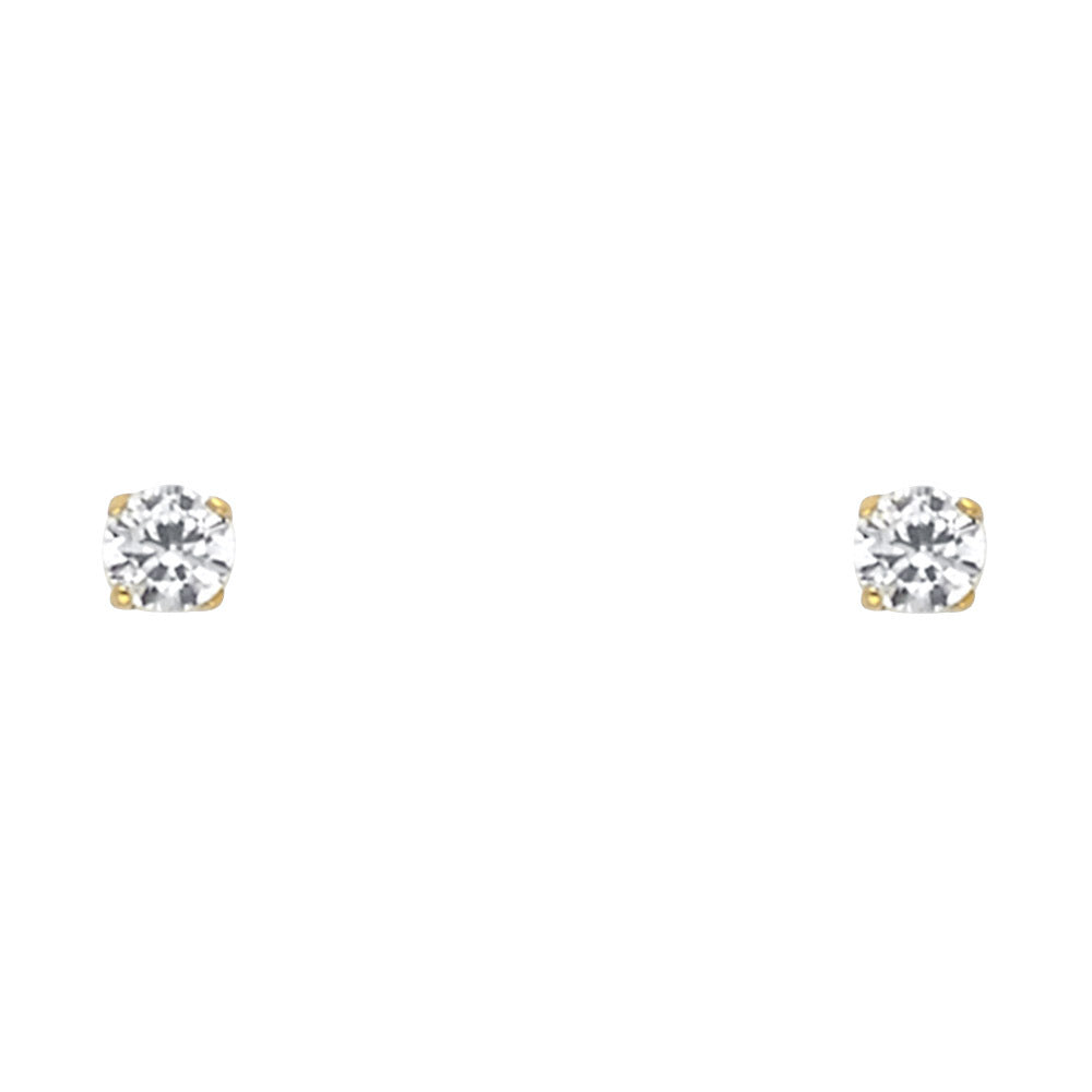 14KY RD 3mm Stud Earrings w/Screw (APR)
