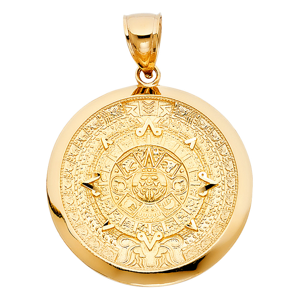 14KY Calendario Azteca Pendant Medium
