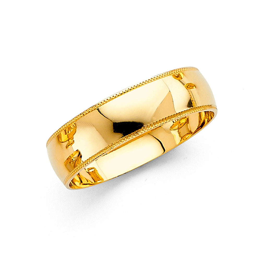 14KY 6mm Milgrain Men's Wedding Band