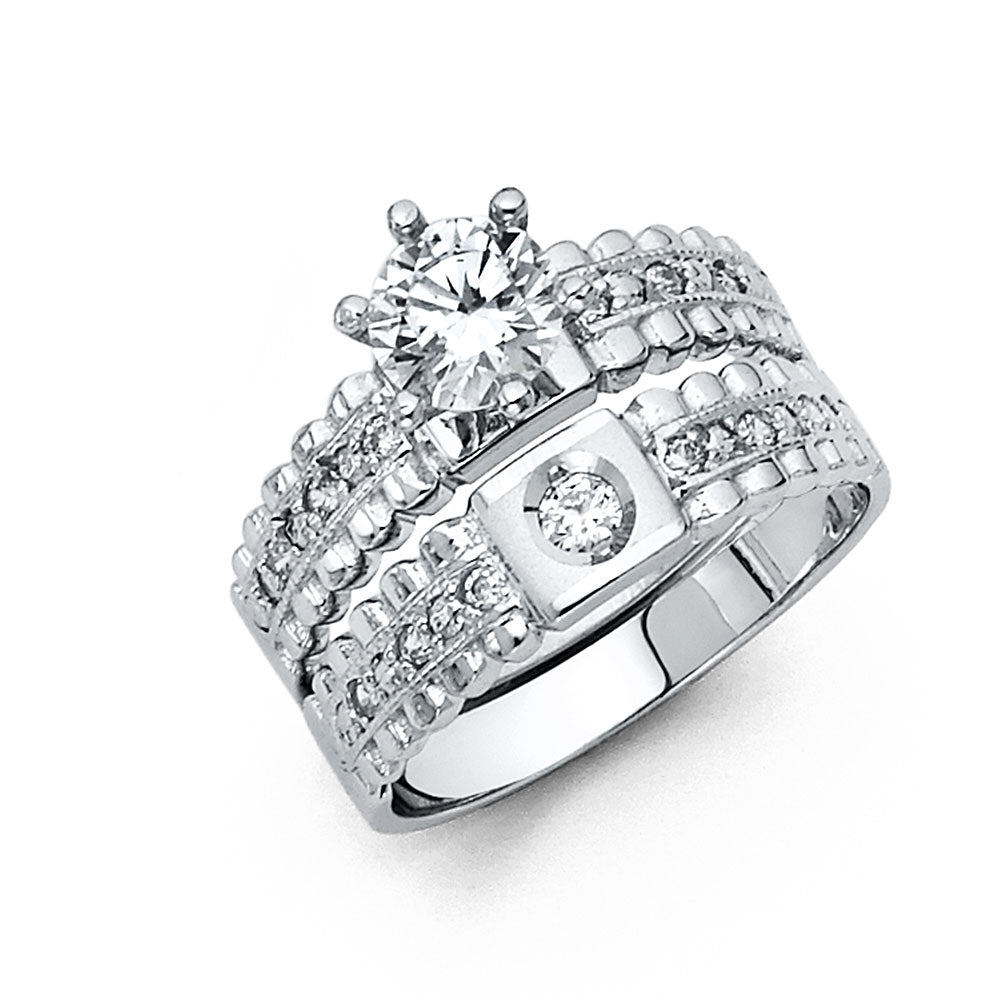 14KW CZ Wedding Trio Set