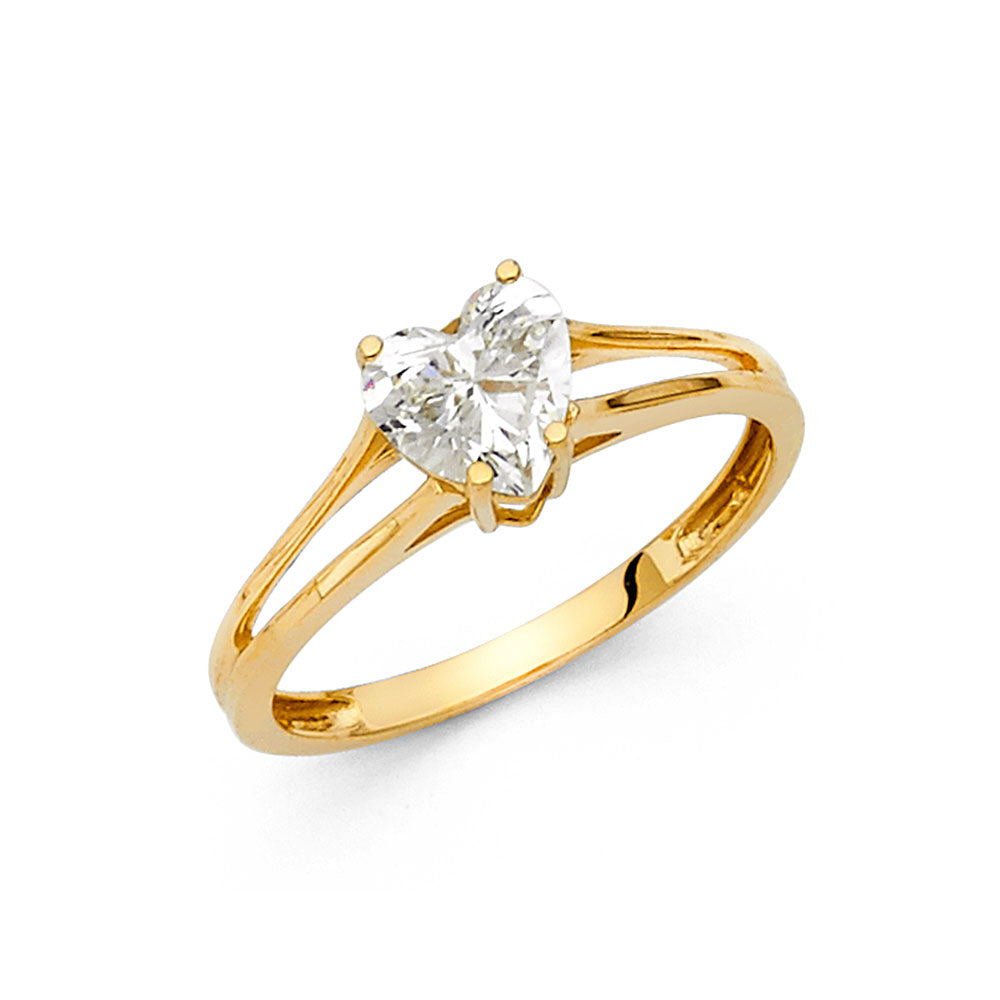 14KY CZ Heart Engagement Ring