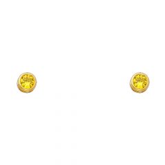 14KY 4mm RD CZ Bezel  Earrings w/Screw (NOV)
