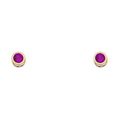 14KY 4mm RD CZ Bezel Earrings w/Screw (JUL)