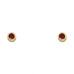 14KY 4mm RD CZ Bezel Earrings w/Screw (JAN)