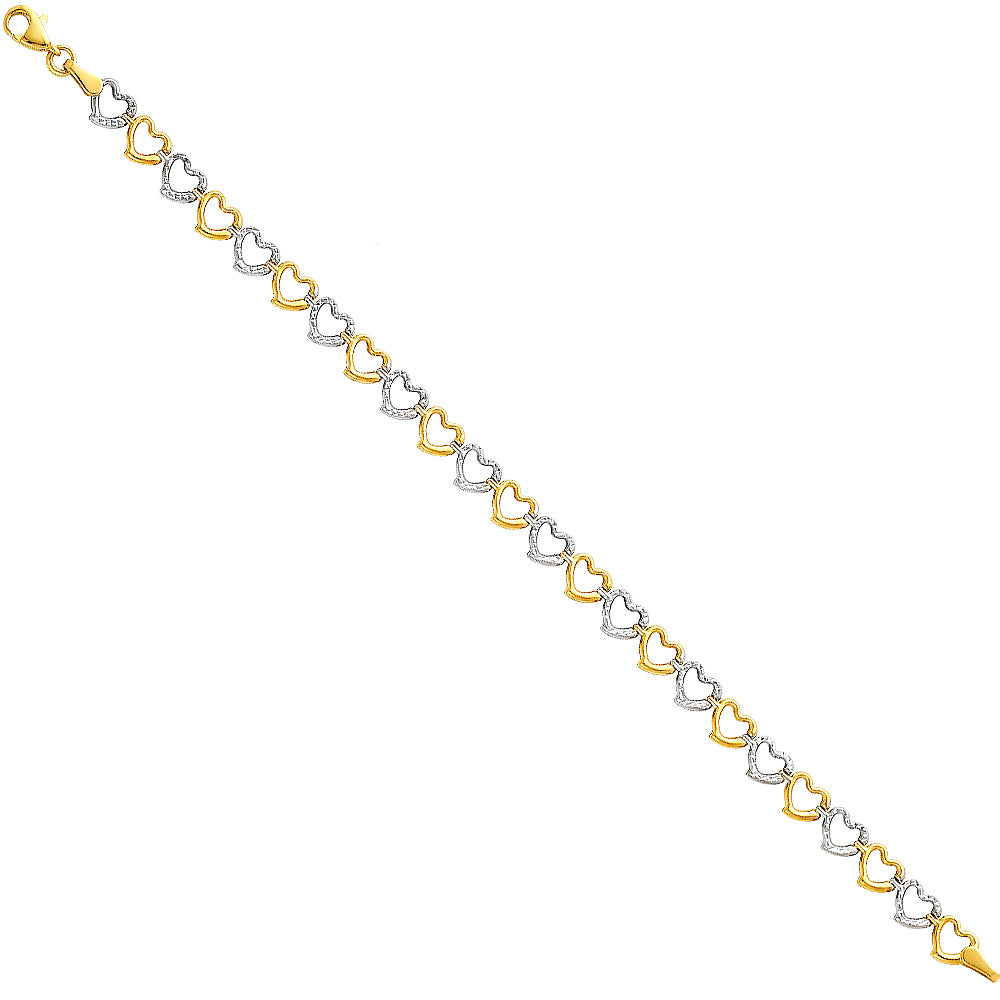 14K 2T Light Fancy Hearts Bracelet 7.5