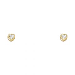 14KY 3mm Heart CZ Bezel Earrings w/Screw (APR)