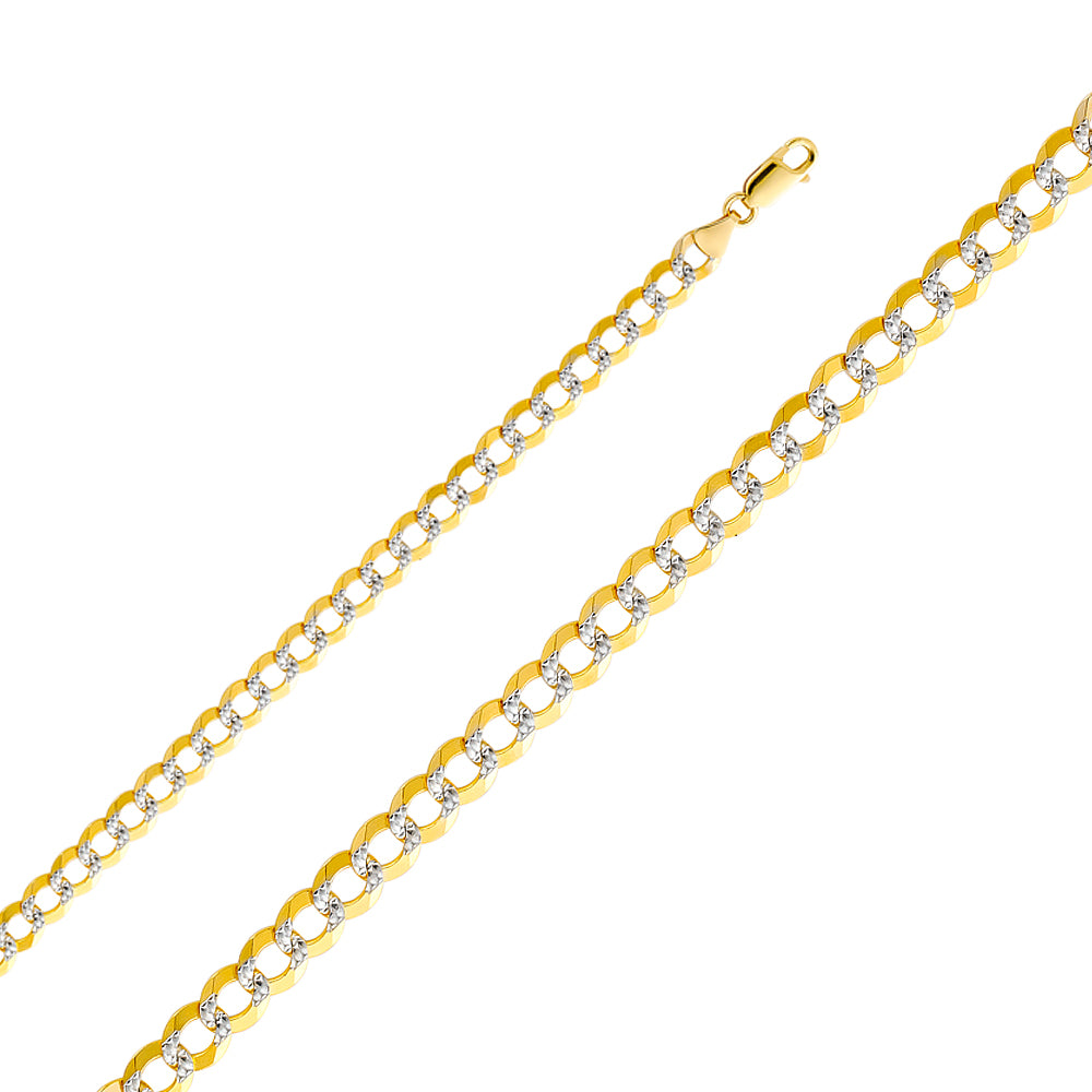 14K 7mm Cuban WP Concave Chain 24''