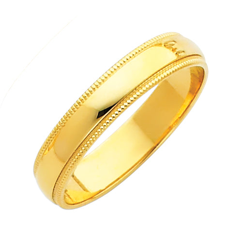 14KY 4mm Plain Regular Fit Milgrain Wedding Band