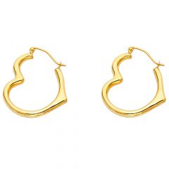 14KY Angled Hollow Heart Earrings
