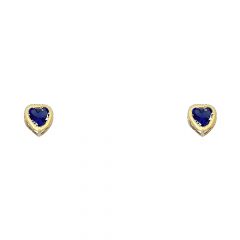 14K 4mm CZ Heart Bezel Earrings w/Screw (SEP)
