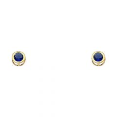 14KY 4mm RD CZ Bezel  Earrings w/Screw (SEP)