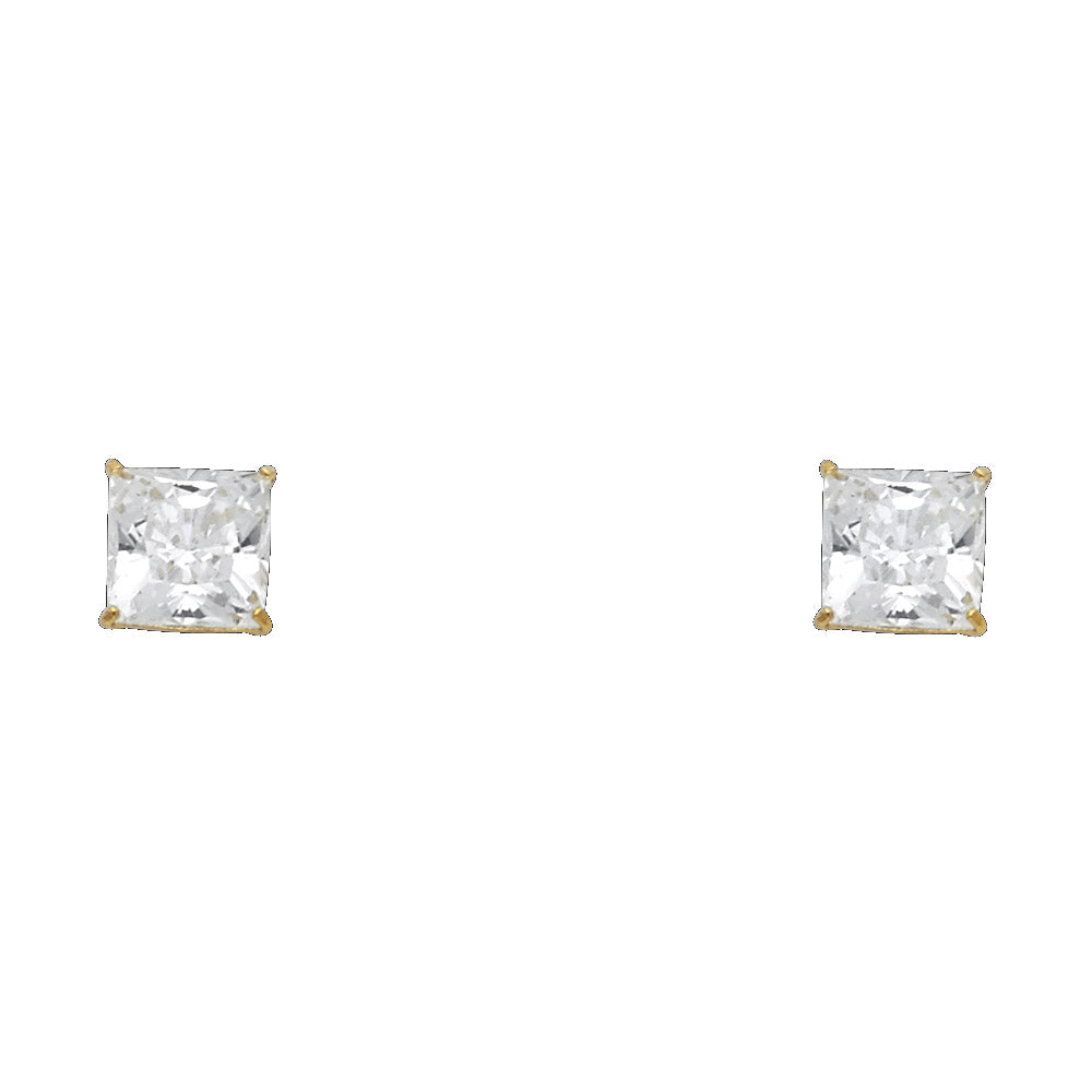 14KY SQ 6mm Basket  Earrings w/Screw