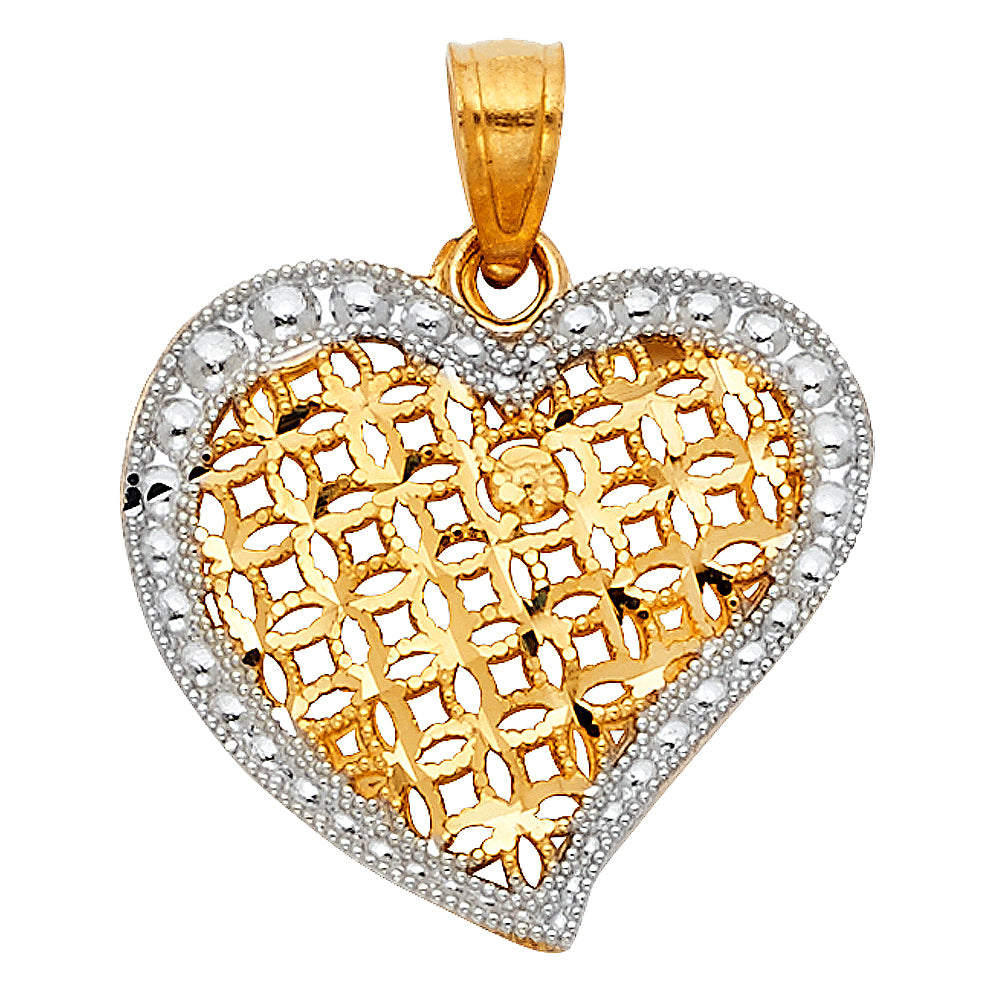 14K 2T Heart Pendant