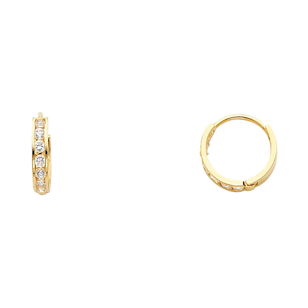 14KY 2mm CZ Huggies Earrings