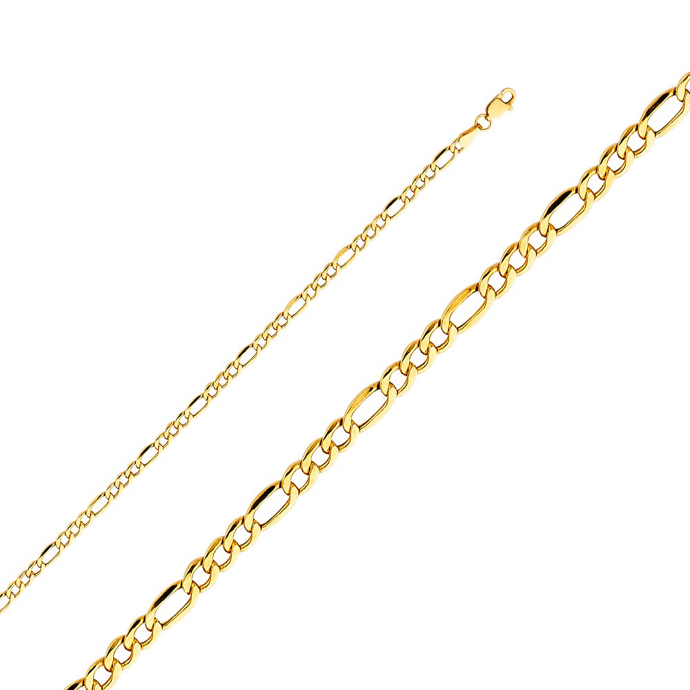 14KY 3.5mm Hollow Figaro 3+1 Chain 22''