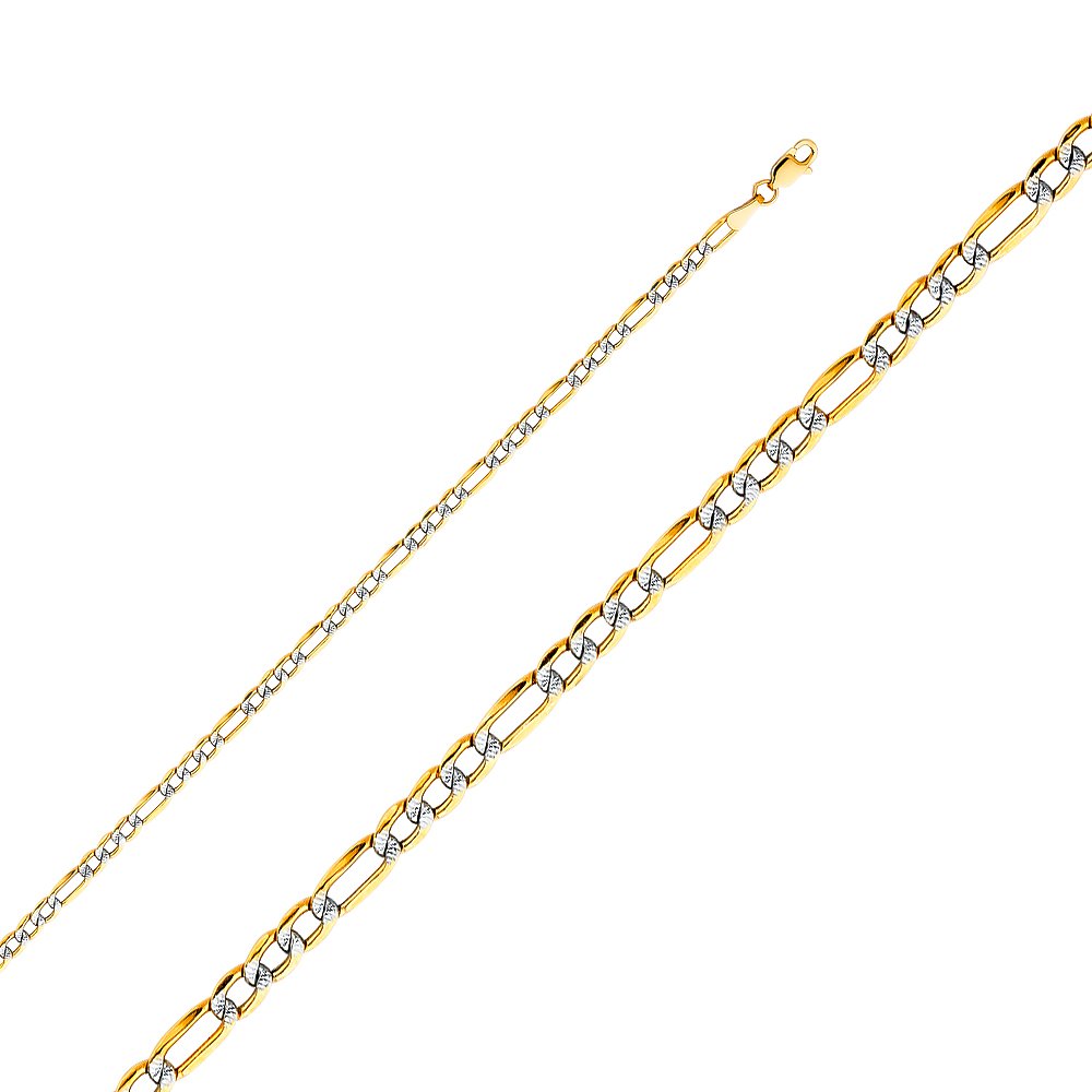 14KY 3.5mm Hollow Figaro 3+1 WP Chain 22''