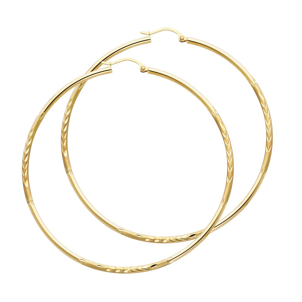 14KY 2mm DC Hoop Earrings 65mm