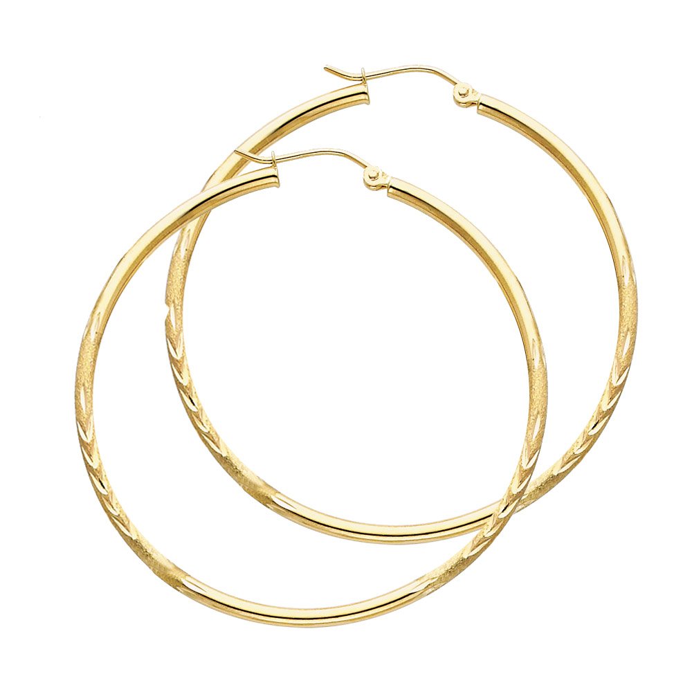 14KY 2mm DC Hoop Earrings 45mm