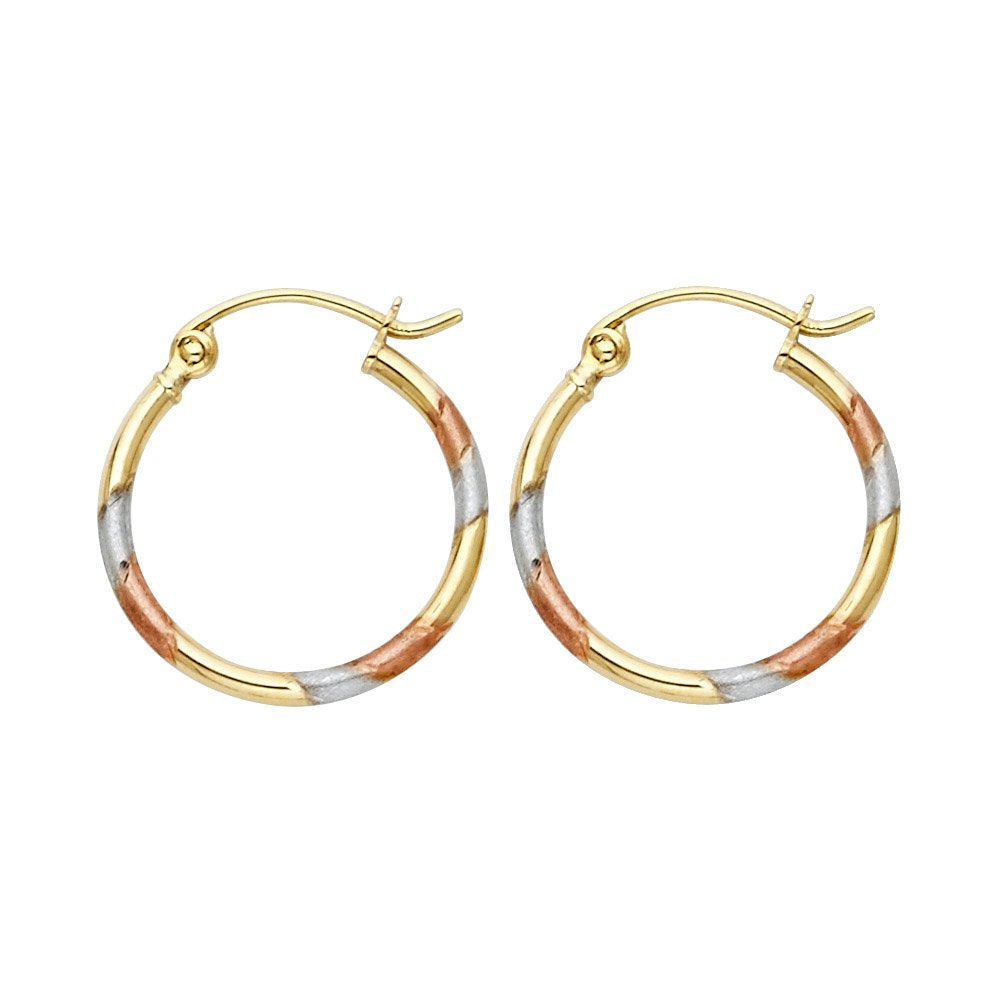 14k small 3-Tone DC Hoops
