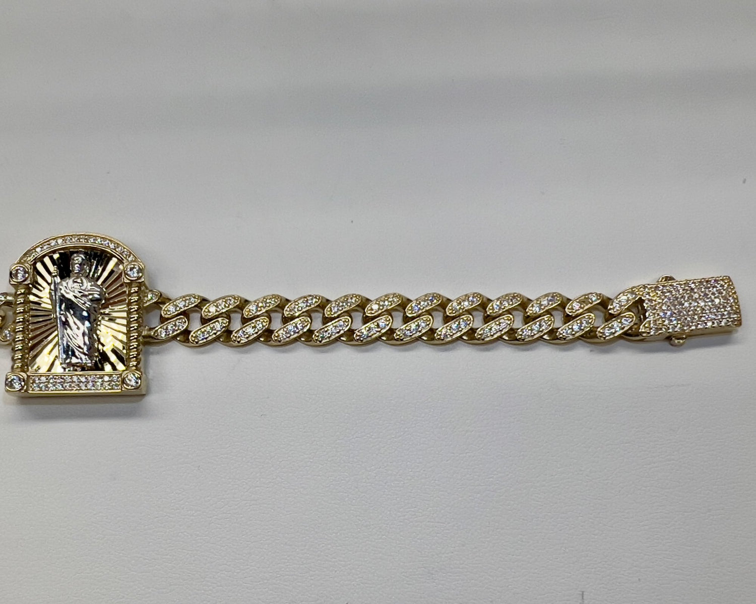 14K CZ Monaco 8mm San Judas Tadeo Esclava 7.5''