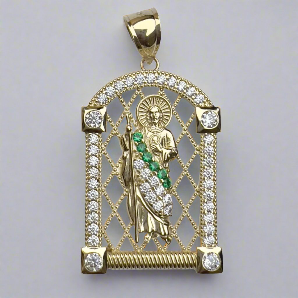14KY CZ Fancy San Judas Tadeo Pendant