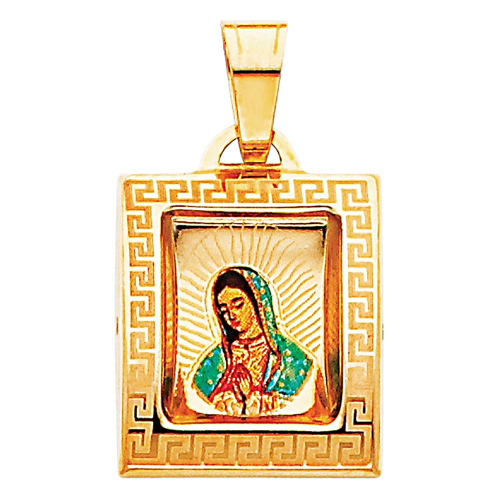 14KY Guadalupe Enamel Picture Religious Pendant