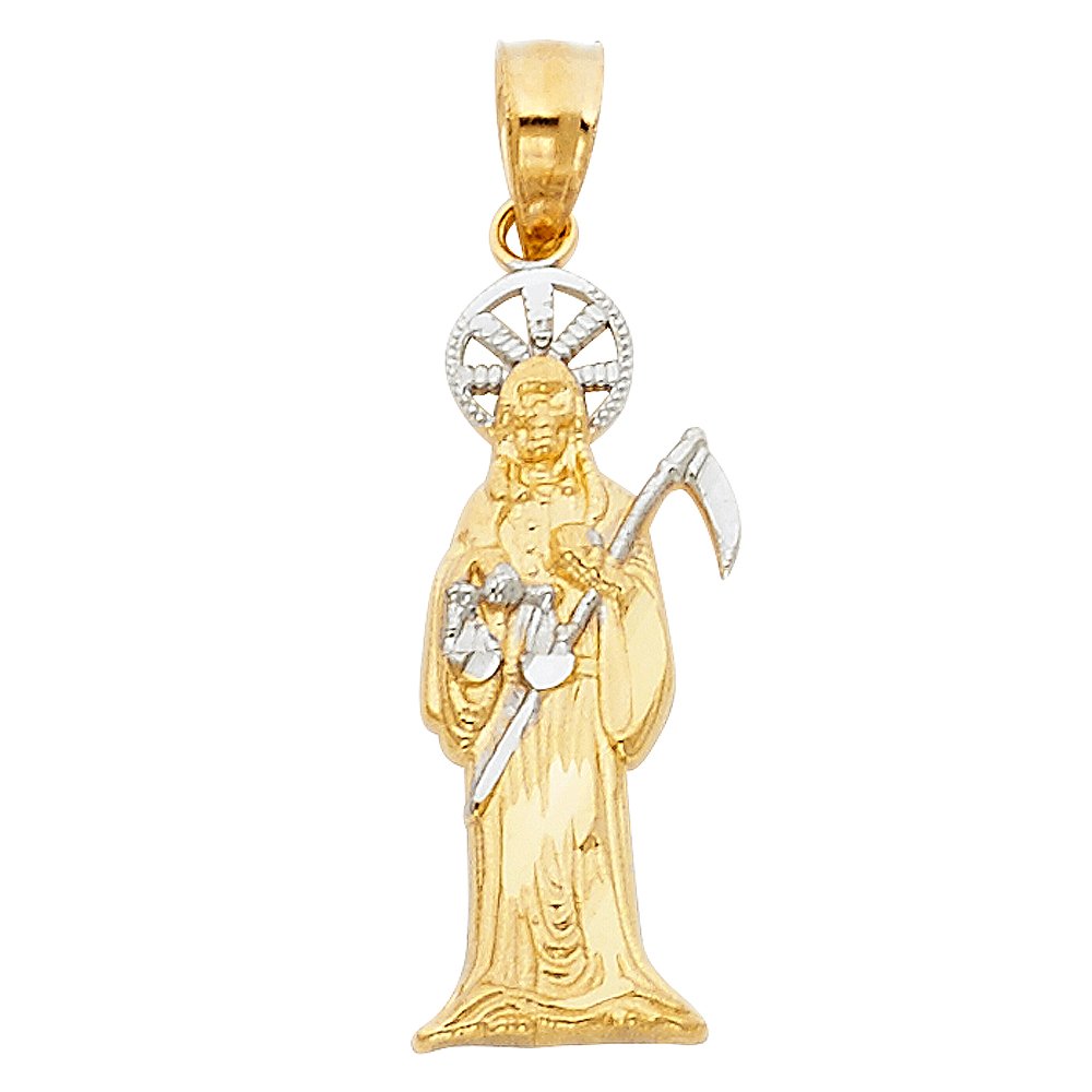 14k 2T Small Santa Muerte pendant