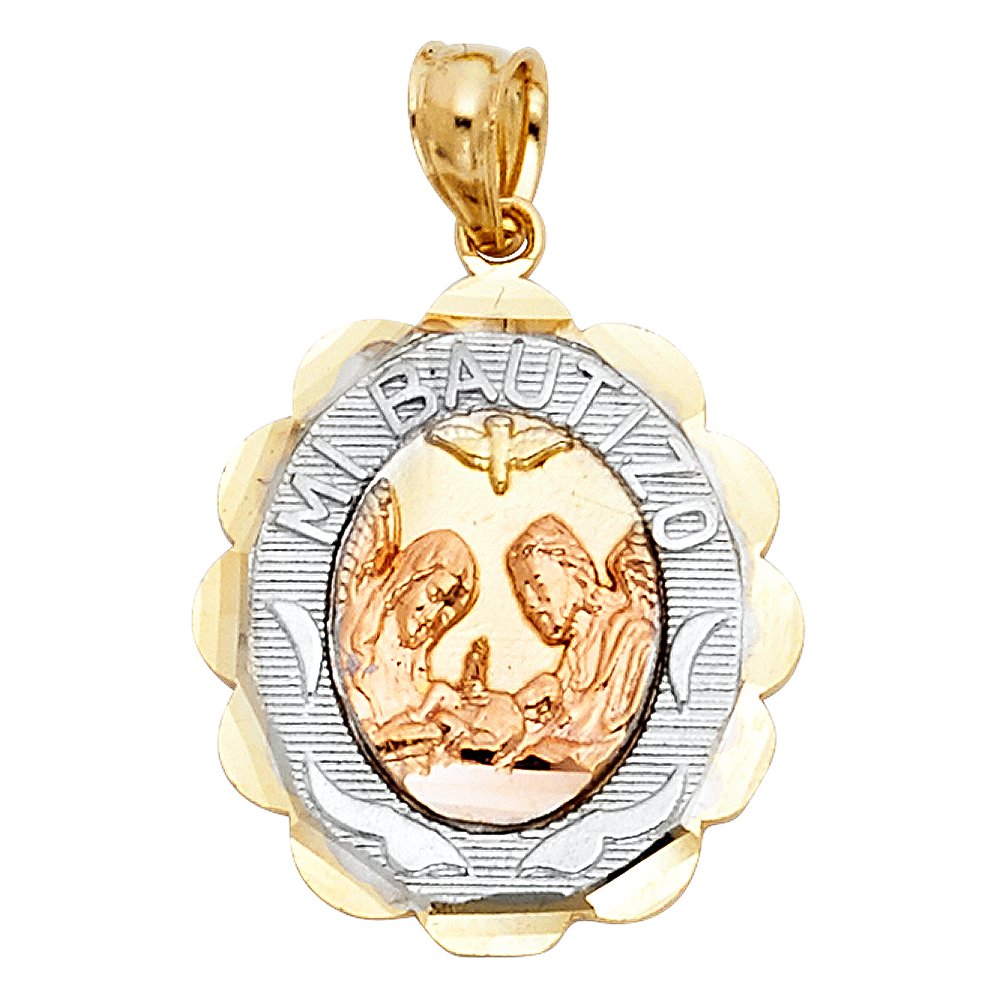 14k 3-Color Baptism pendant