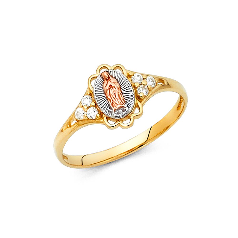14K 3C Guadalupe CZ Ring