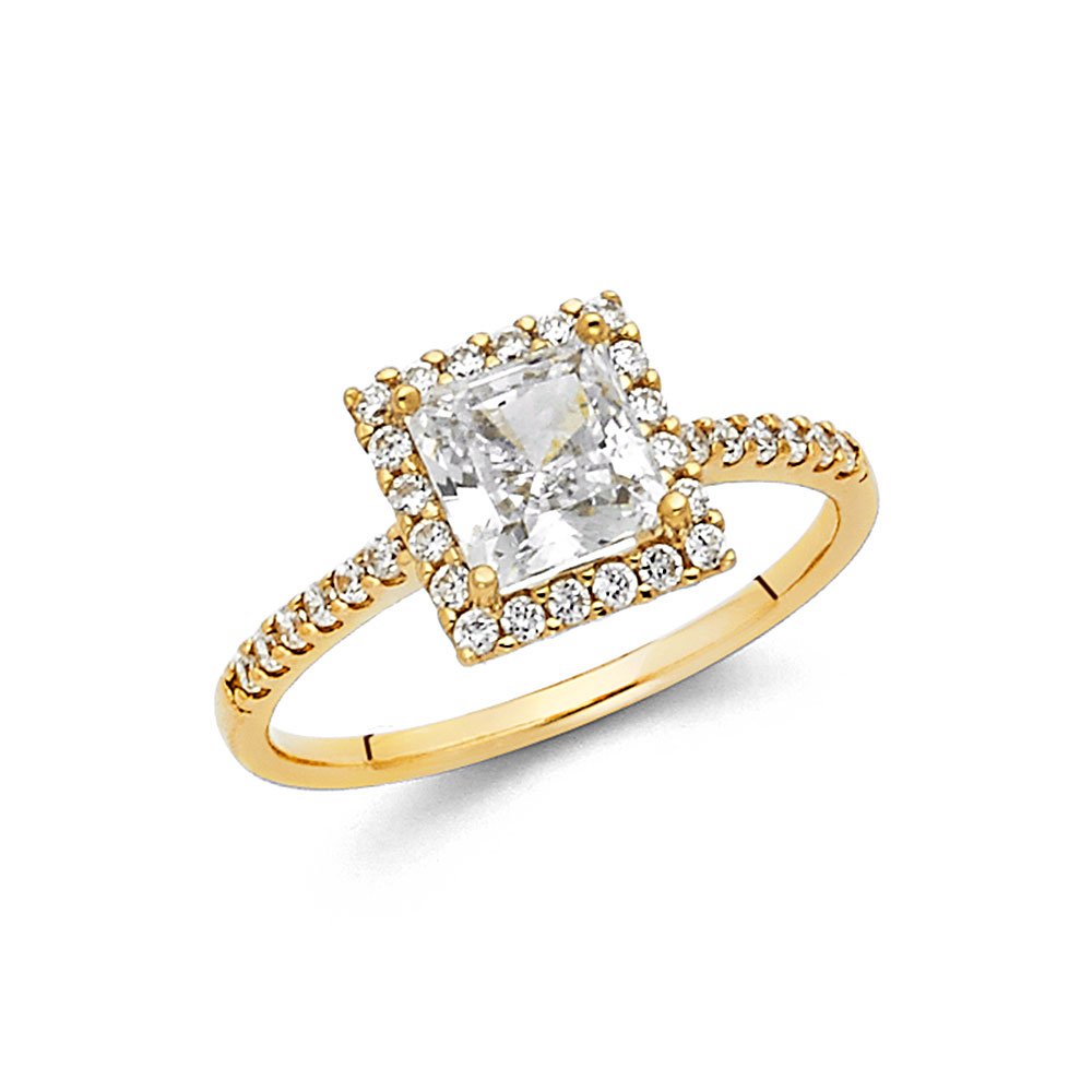 14K PR CZ ENG RING