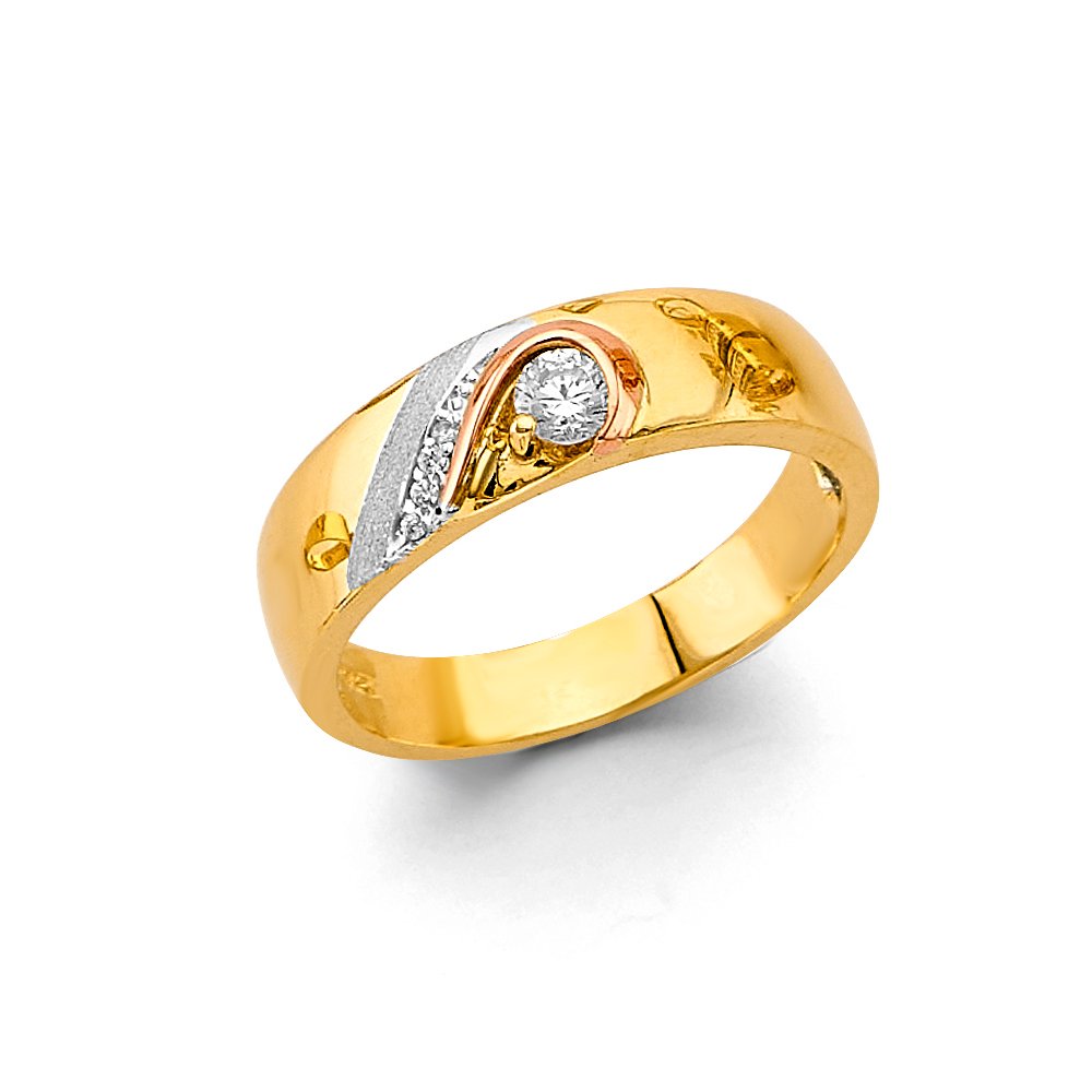 14k 3- Tone cz Trio wedding set